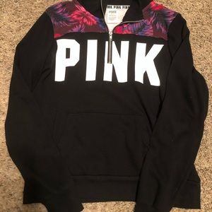 PINK flower and black quarter zip